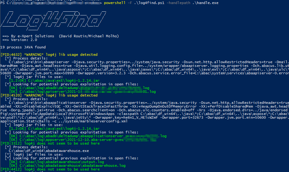PowerShell Log4Find Screenshot
